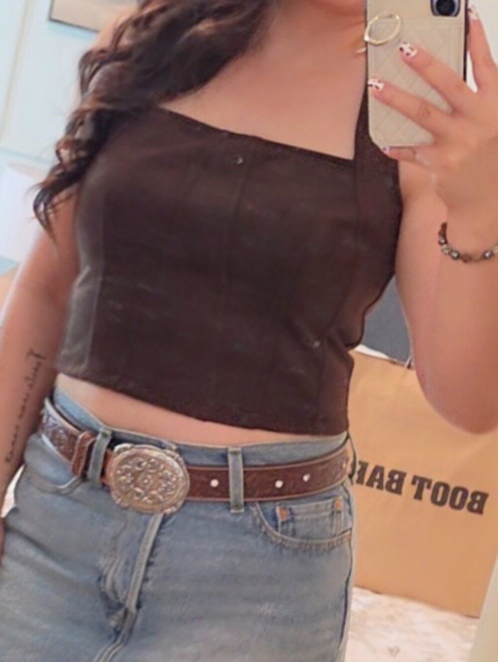 Square-Neck Brown Crop Tank - Sleek Sleeveless Women’s Top